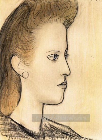 Portrait Mademoiselle Aubrey 1941 cubisme Pablo Picasso Peintures à l'huile